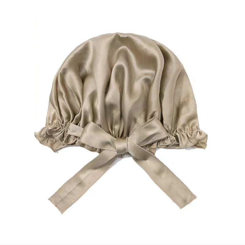 Gorro de dormir ajustable de seda con lazo de seda