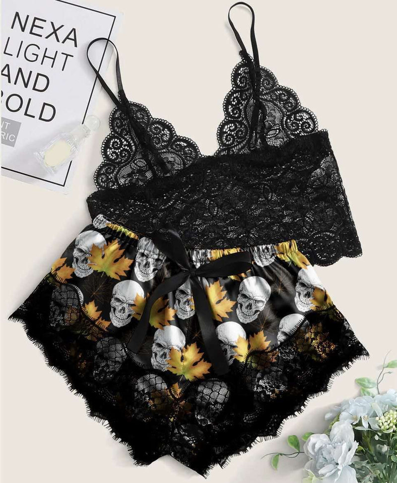Black Lace Women's Three-point One-size Midnight Charm Suit