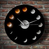 Cosmic Space Total Lunar Eclipse Wall Clock Round Glass