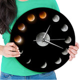Cosmic Space Total Lunar Eclipse Wall Clock Round Glass