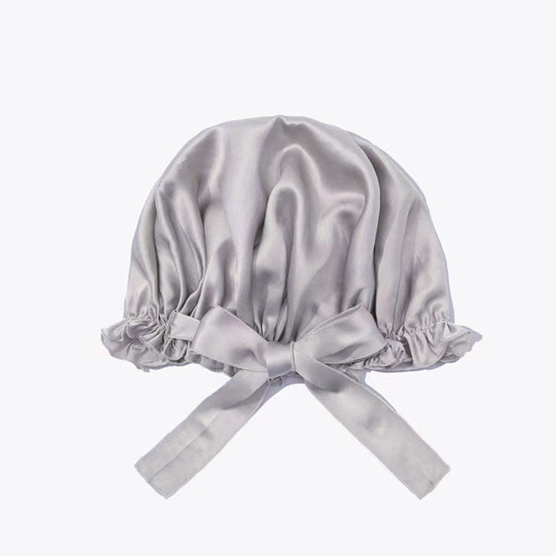 Gorro de dormir ajustable de seda con lazo de seda