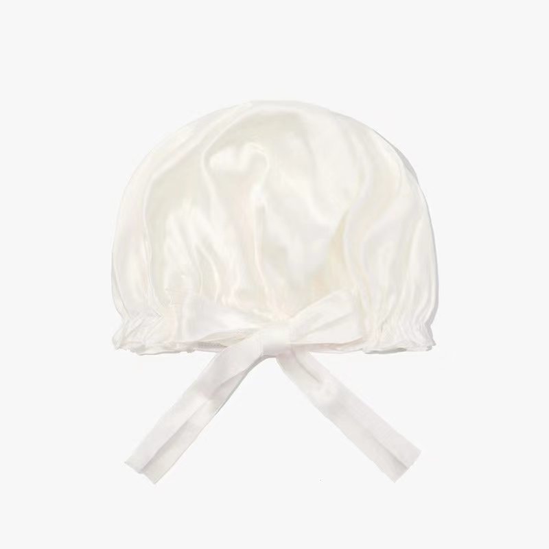 Gorro de dormir ajustable de seda con lazo de seda