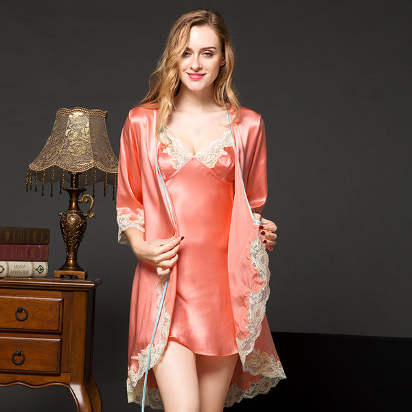 Pijamas de seda para mujer, pijamas de seda para sexo.