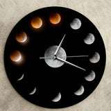 Cosmic Space Total Lunar Eclipse Wall Clock Round Glass