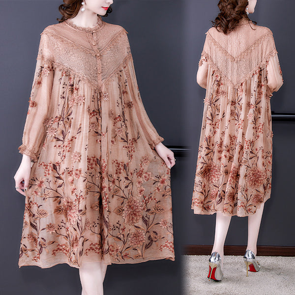 Vestido de seda de madre de mediana edad Seda