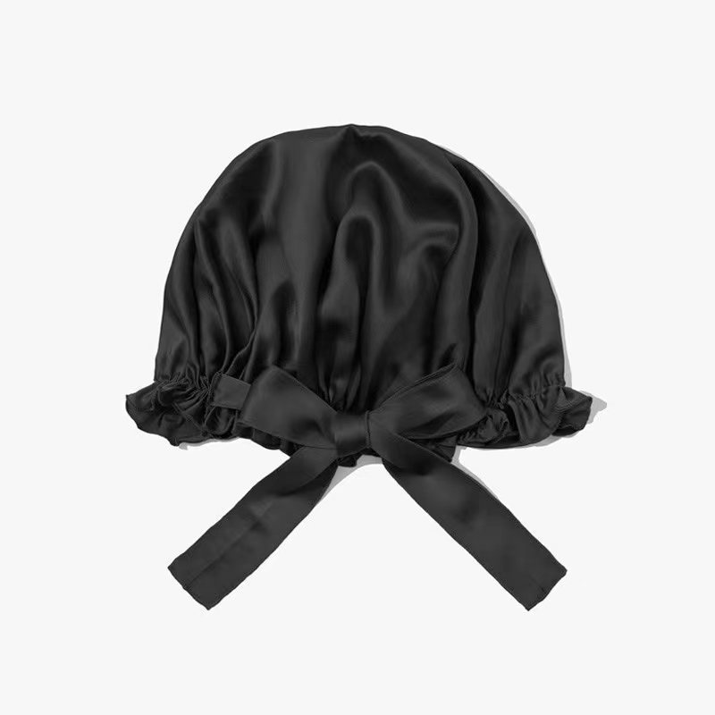 Gorro de dormir ajustable de seda con lazo de seda