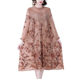 Vestido de seda de madre de mediana edad Seda