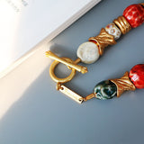 Medieval Atlas Heavy Natural Stone Ceramic Mosaic Necklace
