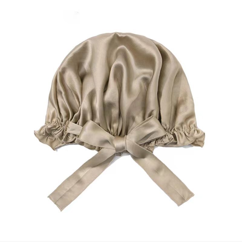 Gorro de dormir ajustable de seda con lazo de seda