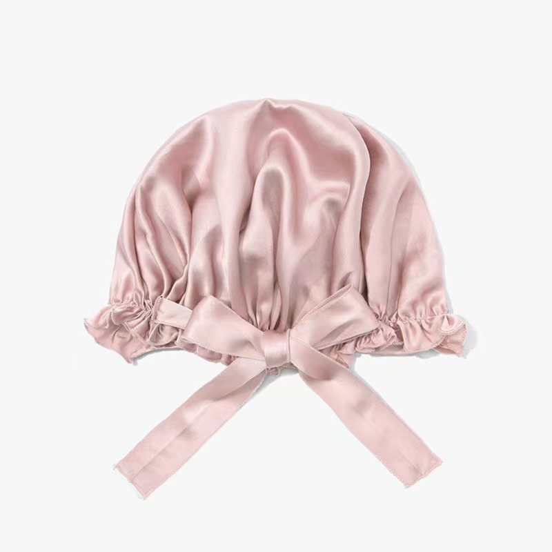 Gorro de dormir ajustable de seda con lazo de seda