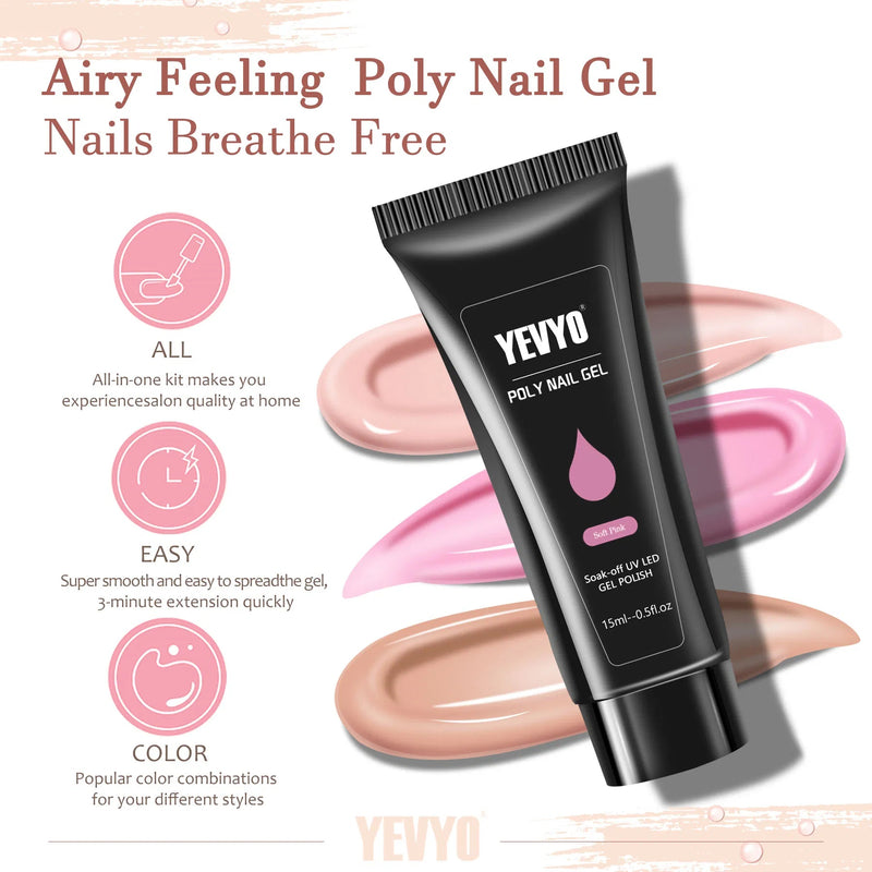 Poly Gel Nail Kit Poly Nail Gel Kit With UV Lamp For Beginners With Anything With Gel Extension Nail Kit With Slip Solution