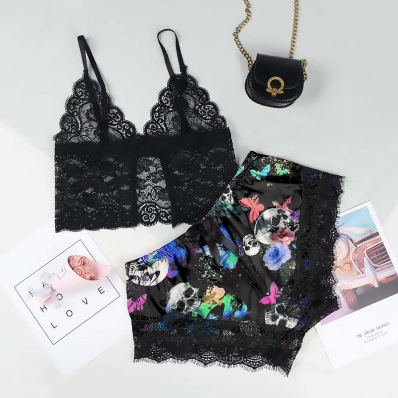 Black Lace Women's Three-point One-size Midnight Charm Suit